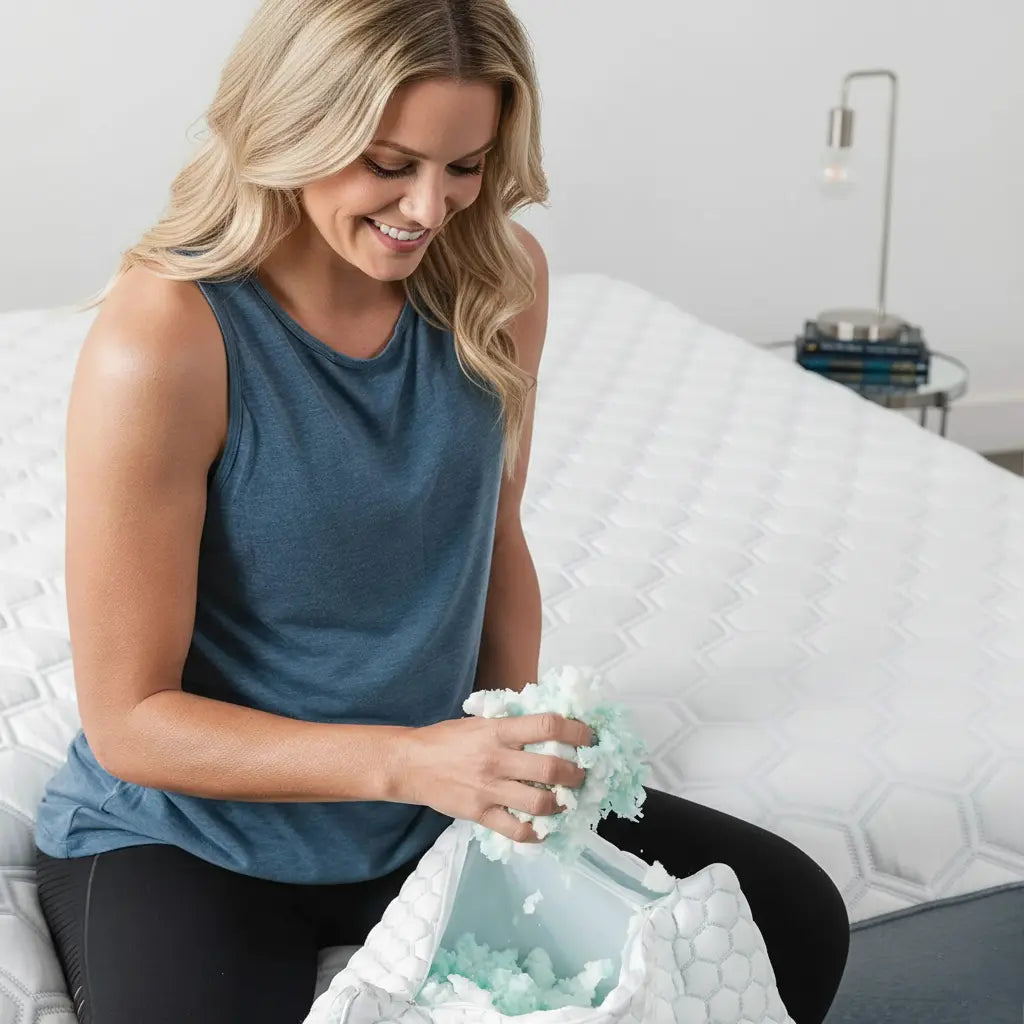 Cooling Shredded Memory Foam Pillow with Adjustable Firmness for Side, Back and Stomach Sleepers