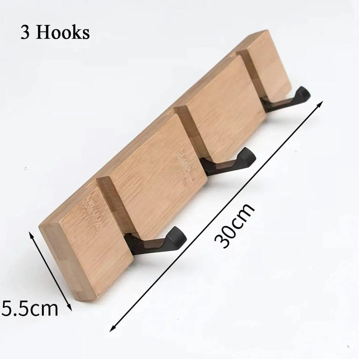 Wooden Wall Mounted Coat Rack with Flip Hooks for Entryway and Home Storage