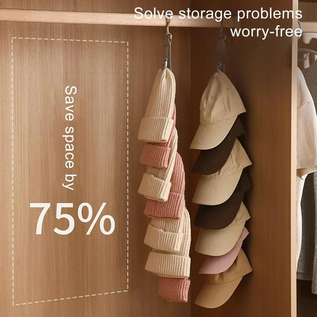 Baseball Cap Organizer Rack with 8 Clip Hanger Design for Door and Closet Organization