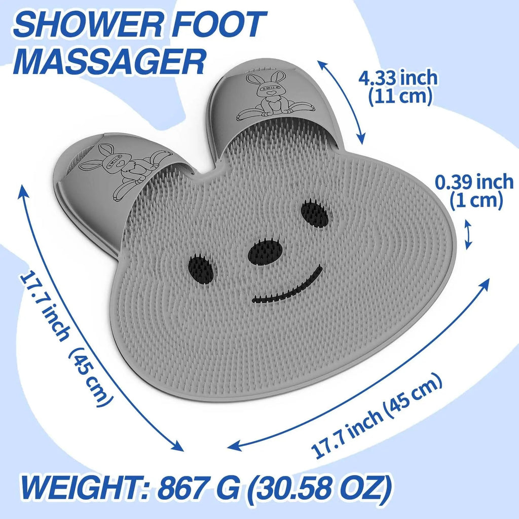 Rabbit Shaped Anti Slip Shower Mat with Suction Cups and Textured Scrub Surface