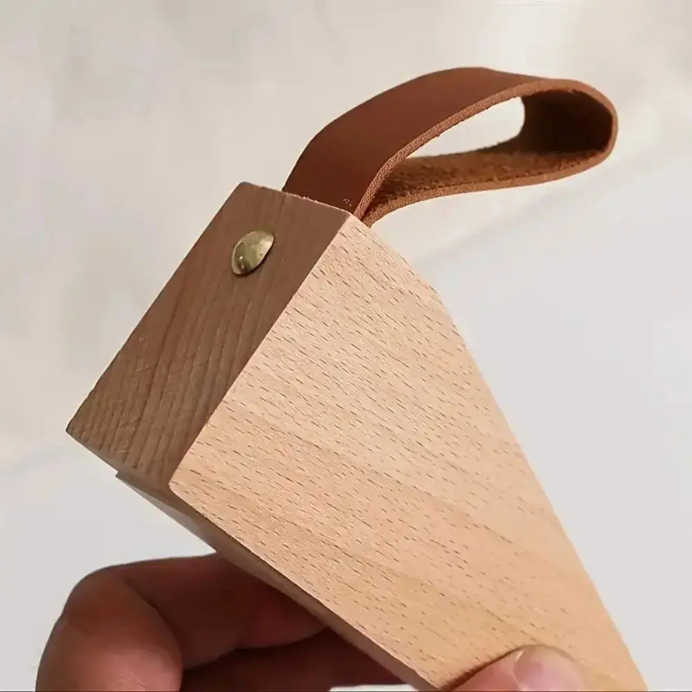 Solid Wood Door Stopper with Non Slip Base and Metal Top for Home Use
