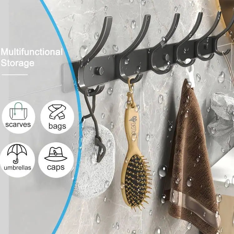 Over Door Hook Organizer Rack with 5 Hooks for Towels Coats and Daily Storage