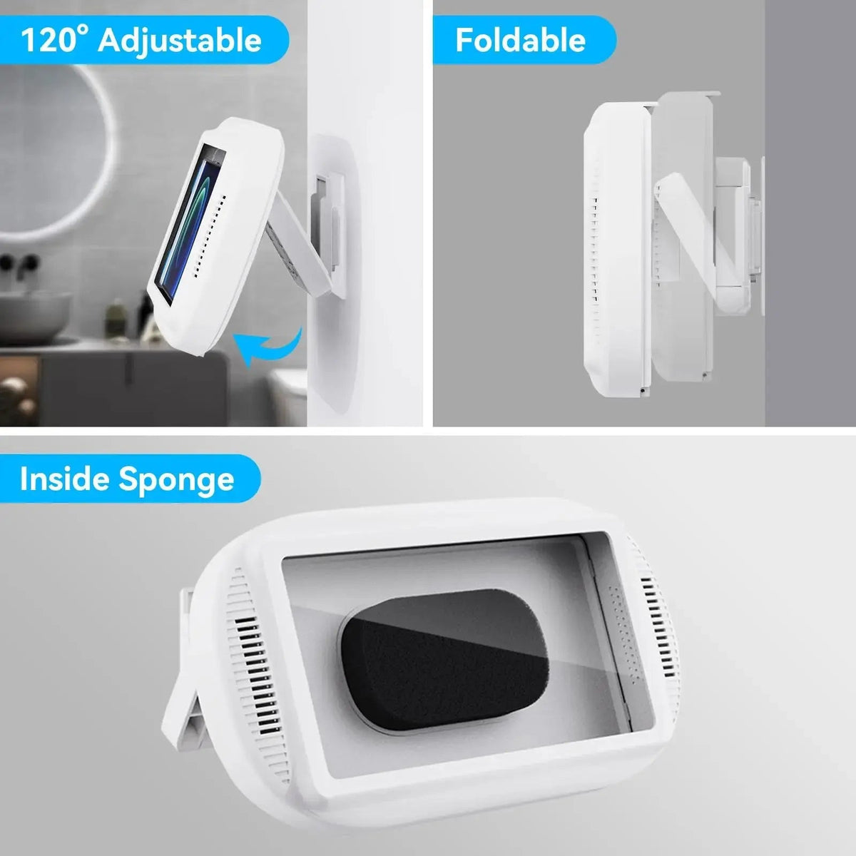 Waterproof Shower Phone Holder with Adjustable Rotation and Wall Mount for Bathroom Use