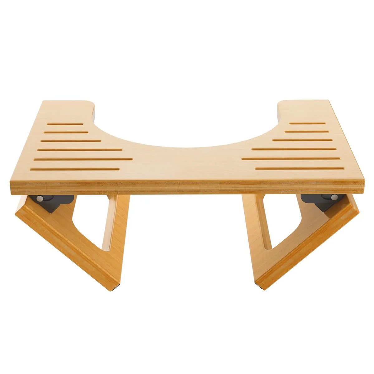 Bamboo Foldable Toilet Stool with Non Slip Base for Compact Bathroom Use