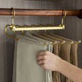 Gold Metal Space Saving Pants Hanger with Foldable Rotating Design for Closet Organization