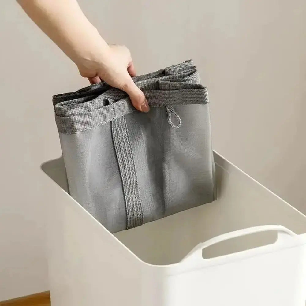 Foldable Mesh Laundry Basket with Handles and Collapsible Structure for Home and Travel Use