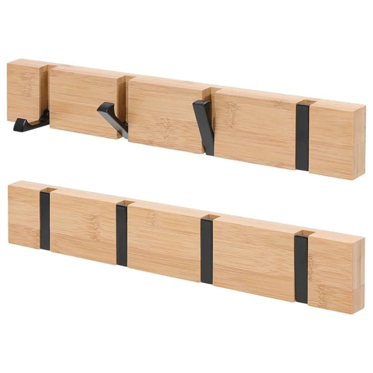 Wooden Wall Mounted Coat Rack with Flip Hooks for Entryway and Home Storage