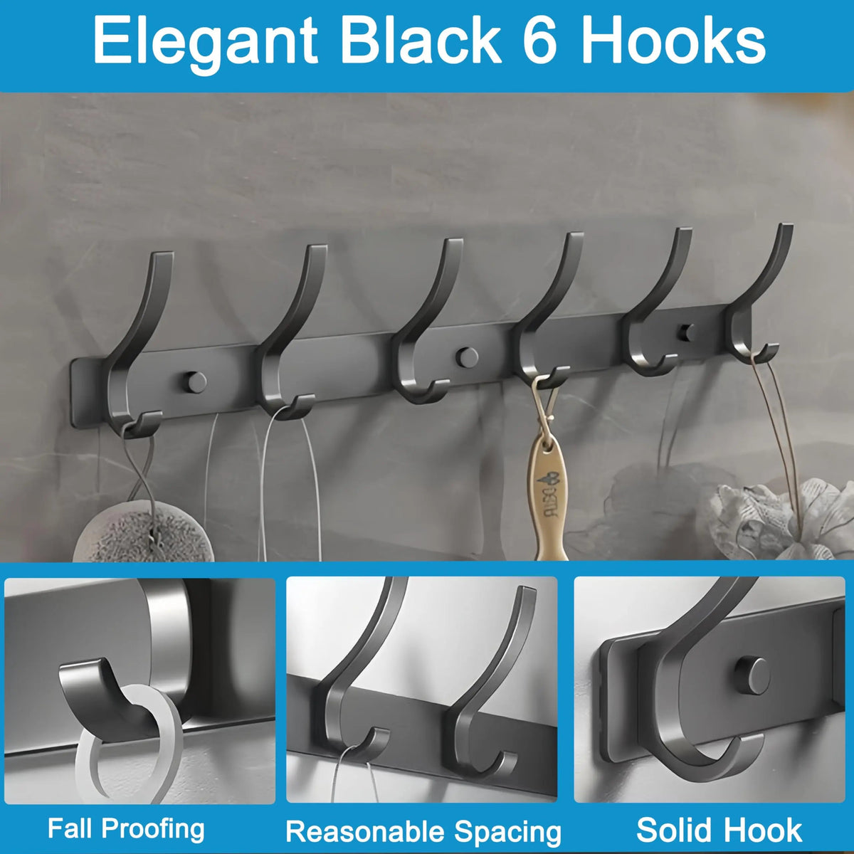 Over Door Hook Organizer Rack with 5 Hooks for Towels Coats and Daily Storage