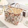 Floral Canvas Storage Basket with Soft Quilted Design for Home Organization