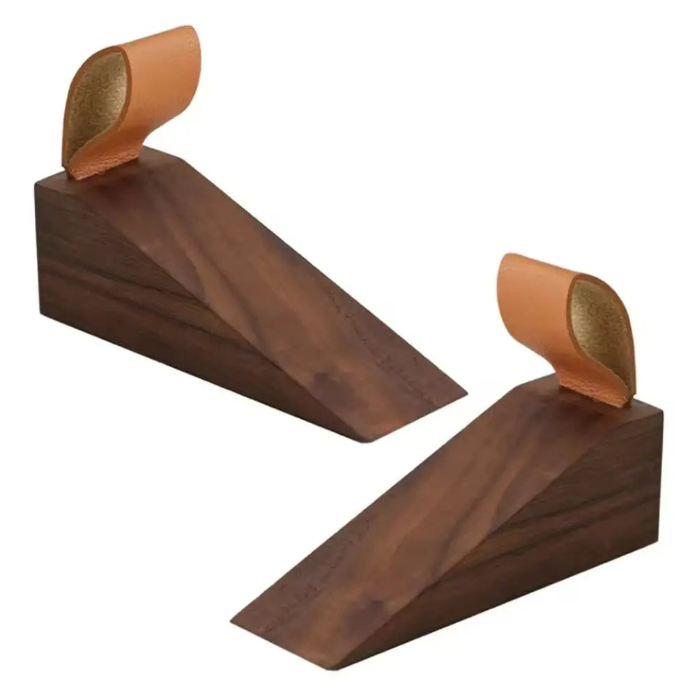 Solid Wood Door Stopper with Non Slip Base and Metal Top for Home Use