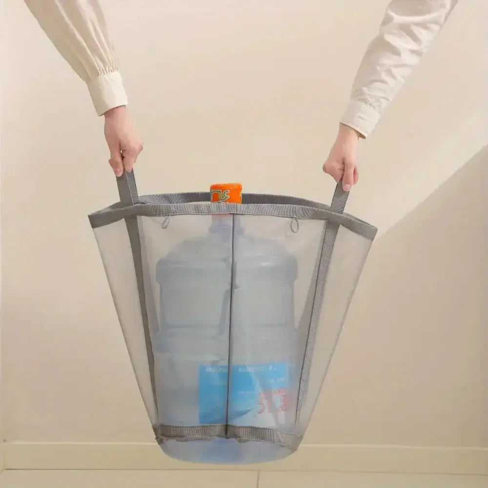 Foldable Mesh Laundry Basket with Handles and Collapsible Structure for Home and Travel Use