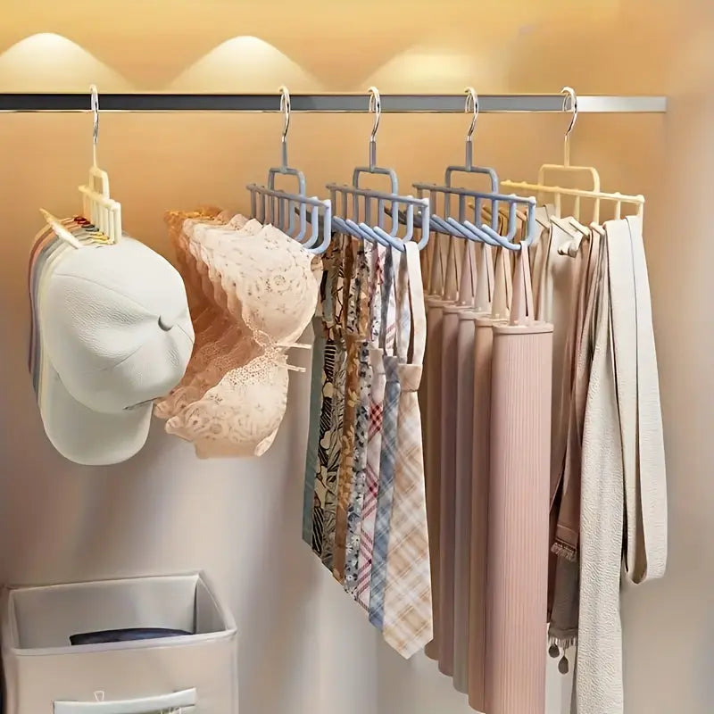 3Pcs of Multifunctional Clothes Hanger with Rotating Dip Hooks for Space Saving Closet Storage