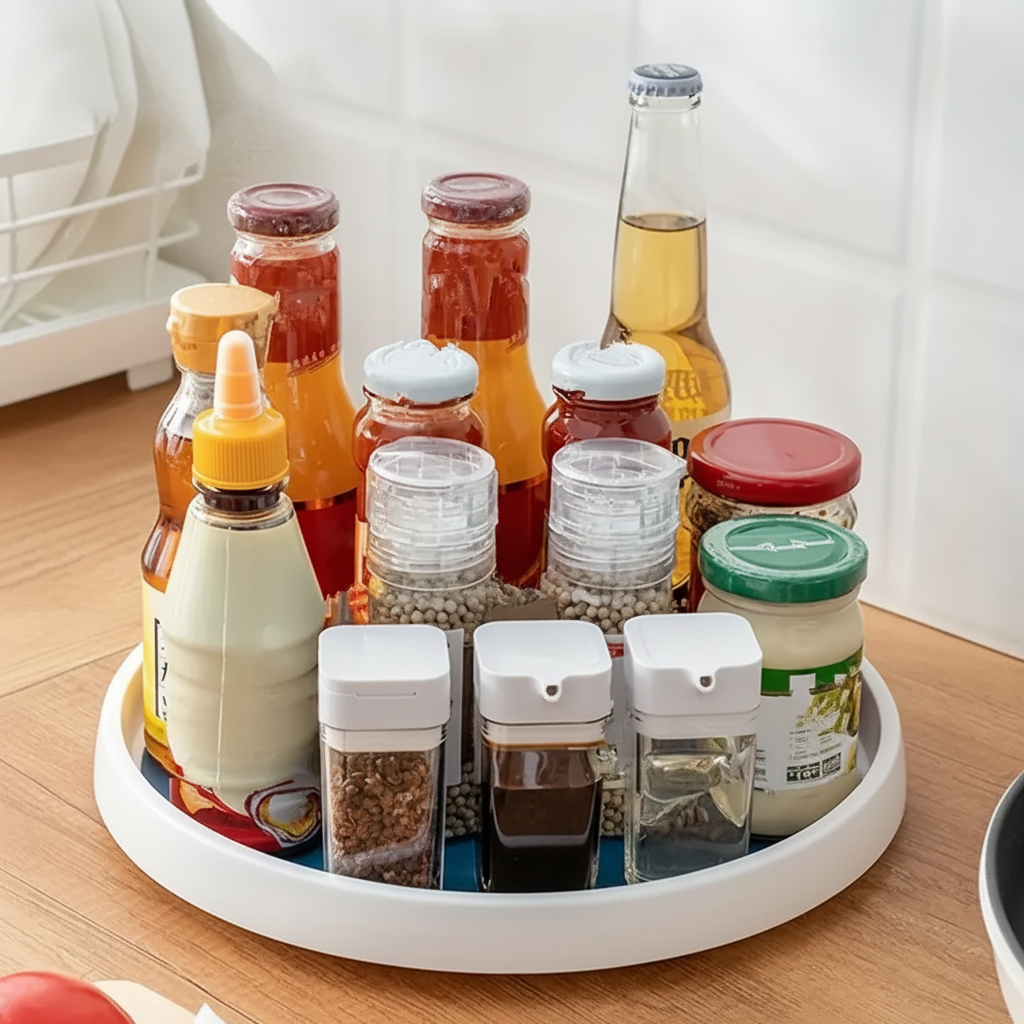 Rotating Spice Rack Turntable Organizer for Kitchen Cabinet Pantry and Countertop Storage (2 Small & 2 Big Racks Pack)