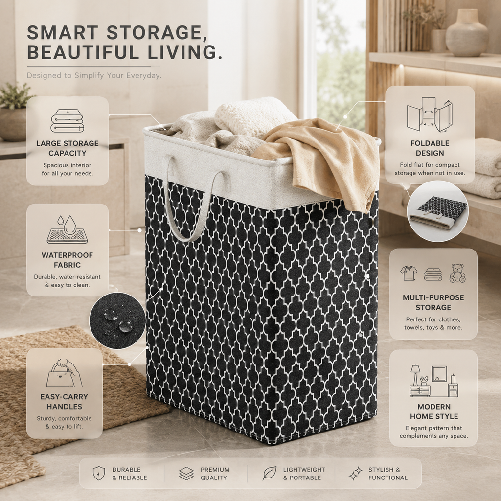 Lauva 75L Waterproof Laundry Basket - Durable, Leak-Proof & Easy-to-Carry