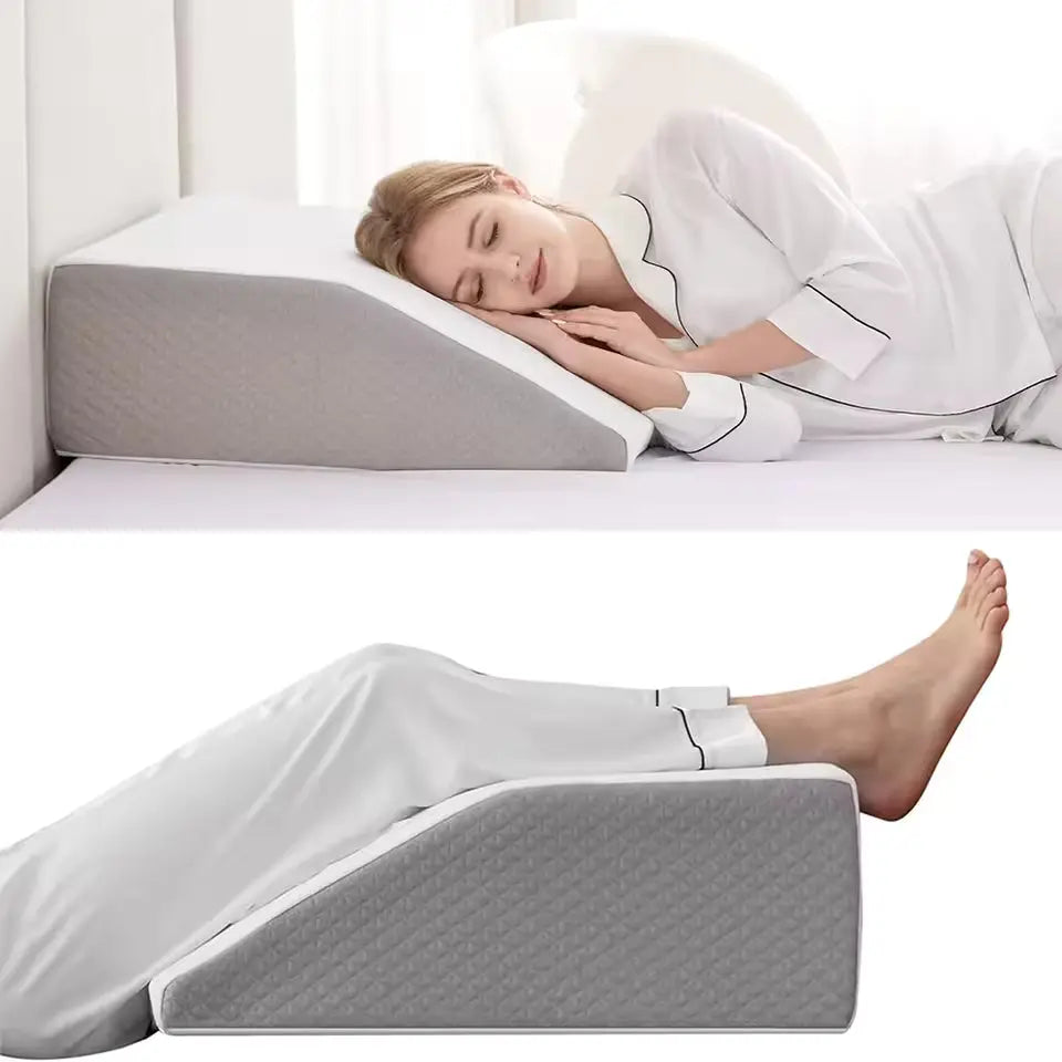 Comfort Elevation Wedge Pillow with Memory Foam Core and Angled Design for Resting, Reading, and Sleep