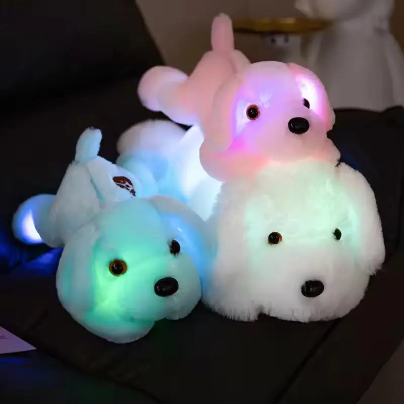 Luminous Dog Plush Pillow with LED Light Design for Home Decor and Gifting