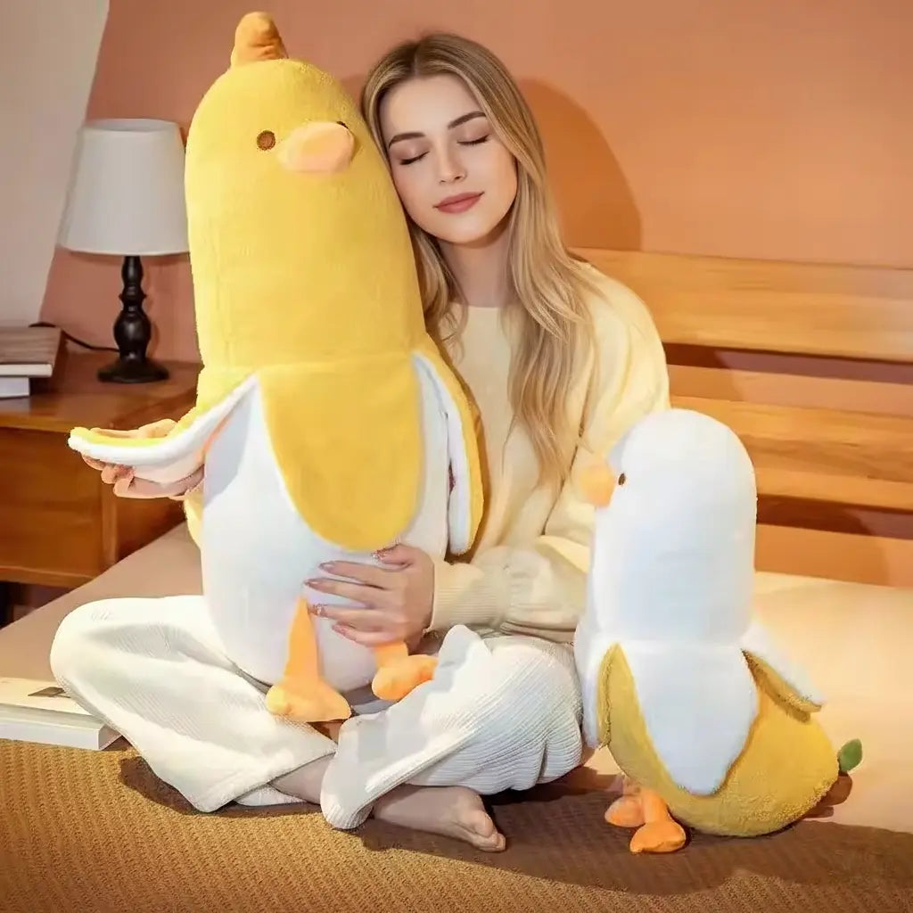 Banana Duck Plush Pillow with Soft Elastic Fabric for Home Decor and Relaxed Use