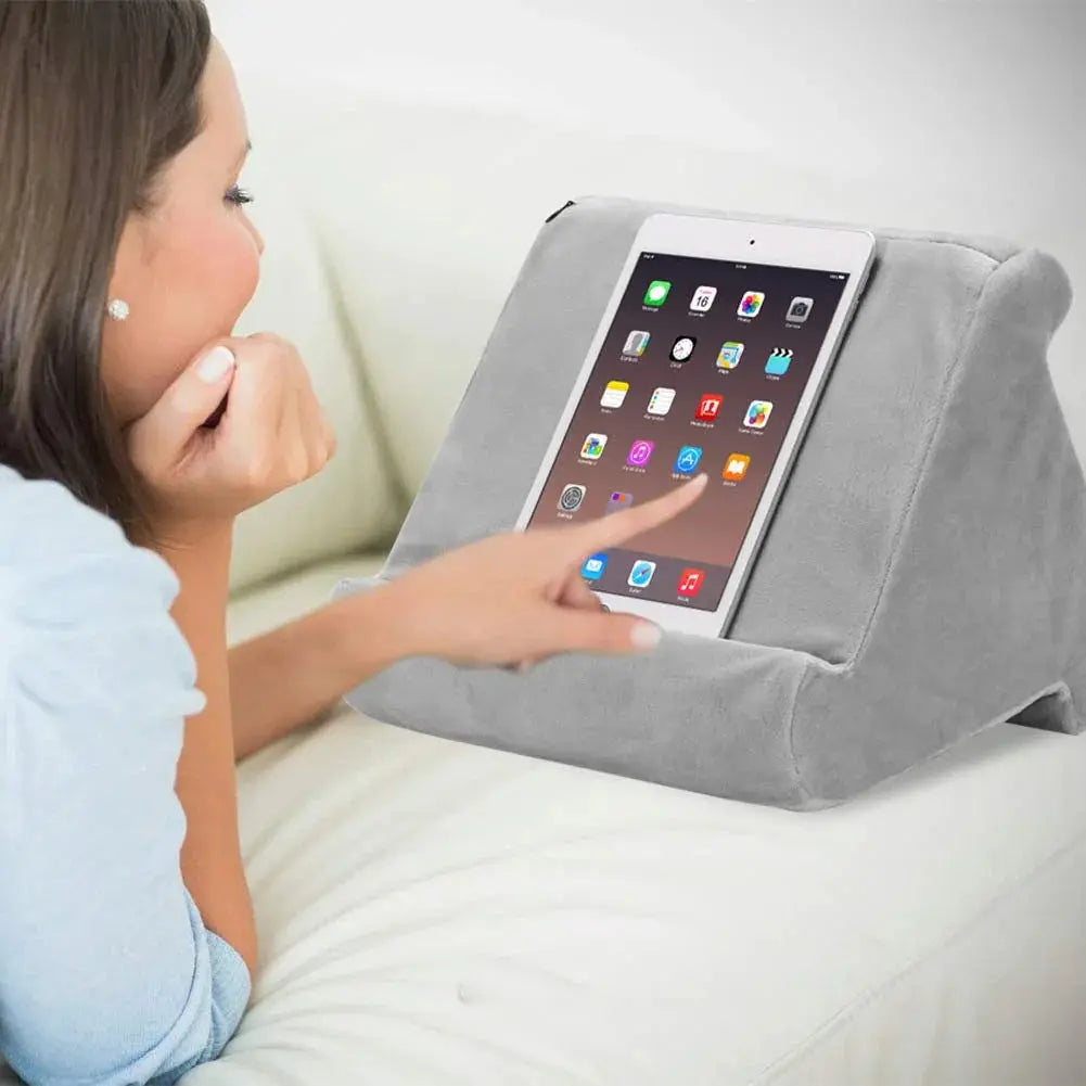 Multi Angle Tablet Holder Cushion Stand with Net Pocket for Reading and Viewing