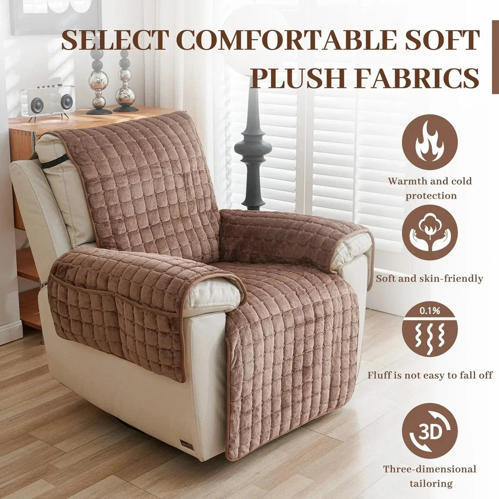 Washable Recliner Slipcover with Elastic Straps for Kids Pets and Daily Furniture Care