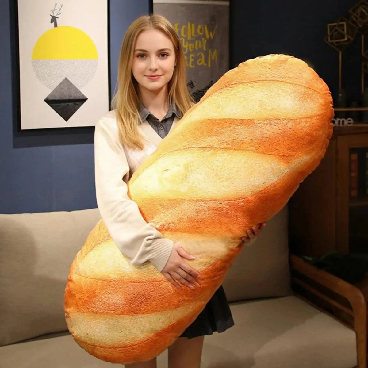 Simulation Bread Plush Pillow with Soft Stuffed Design for Sofa Decor and Gifting
