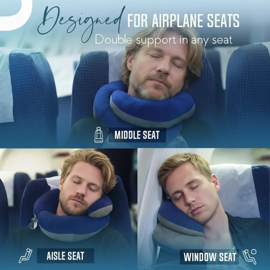 Travel Pillow with Patented Double Support and Adjustable Design for Long Flights and Car Rides