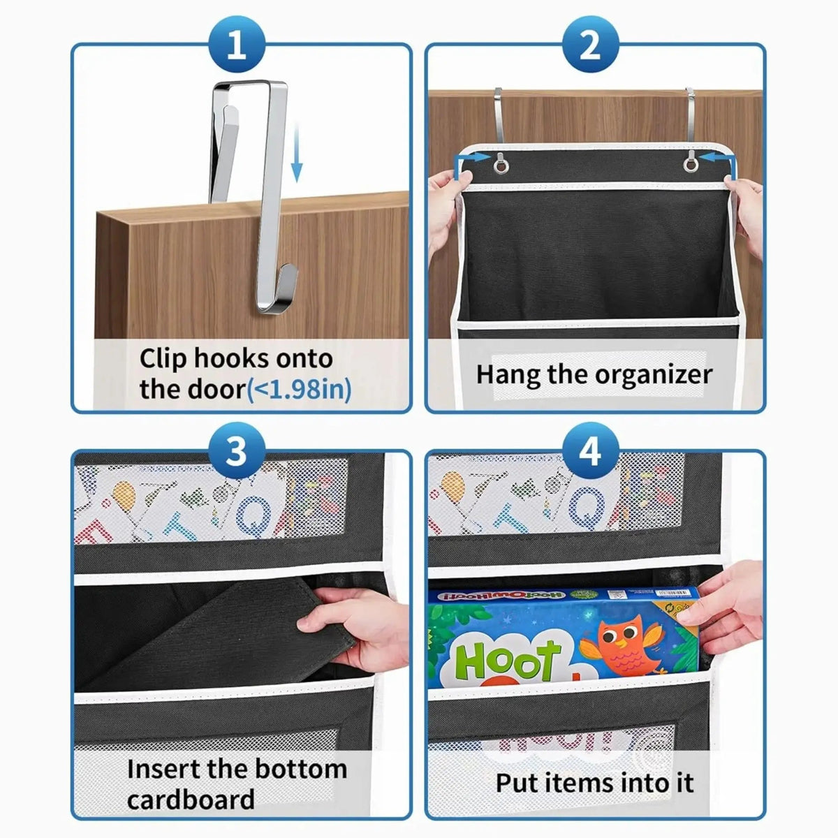 5 Shelf Over Door Organizer with Reinforced Structure and Large Pockets for Bedroom, Bathroom, and Pantry Storage