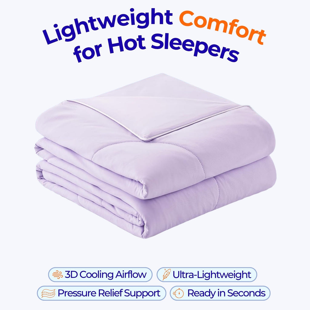 Dual Sided Cooling Comforter with Lightweight Silky Fabric for Summer Sleep and Travel Use
