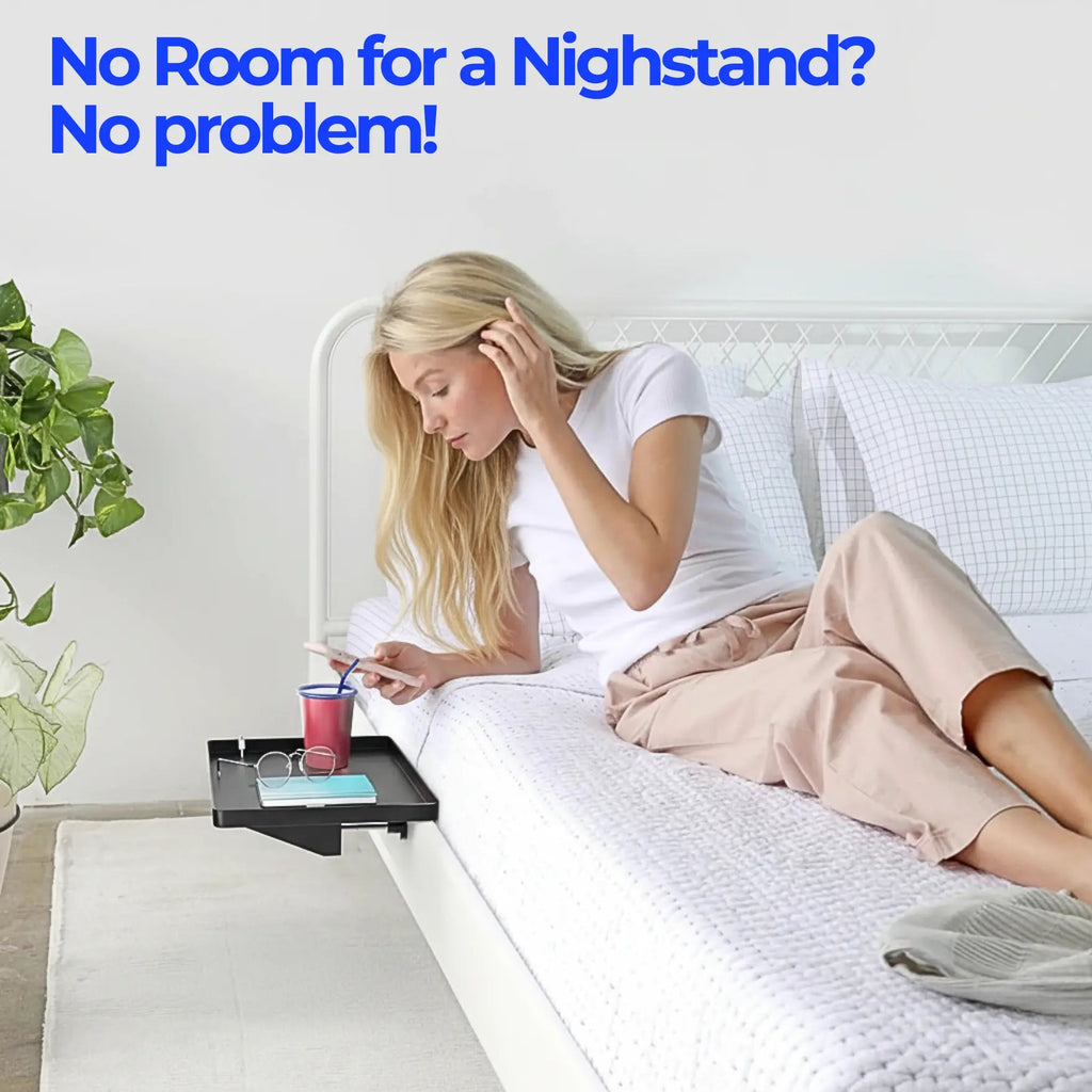 Clip On Bedside Shelf with Cable Catch Design for Dorm Bed and Small Space Storage