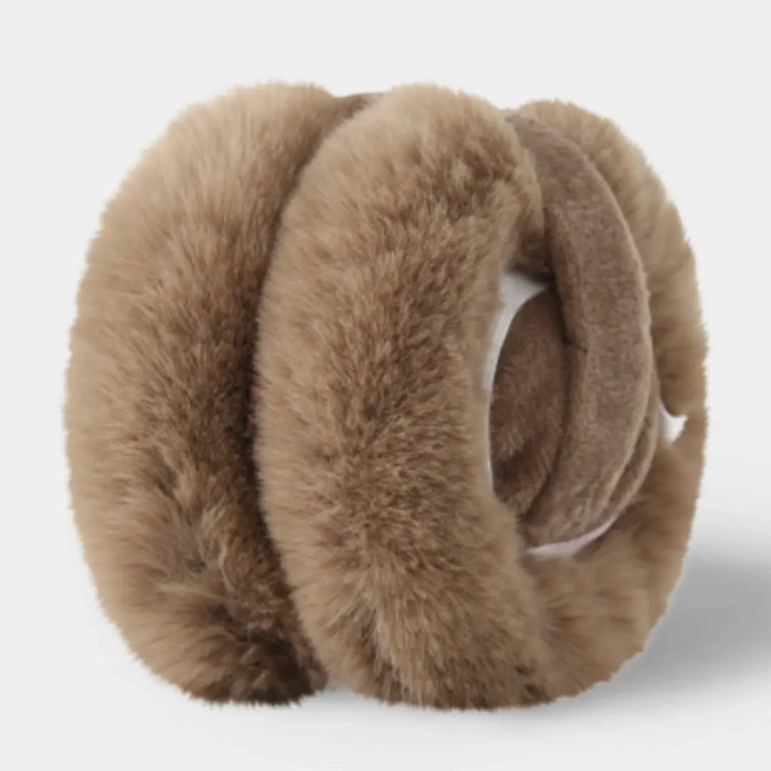 Soft Plush Faux Fur Winter Muffs Ear Warmer with Foldable Headband for Outdoor Cold Weather Use