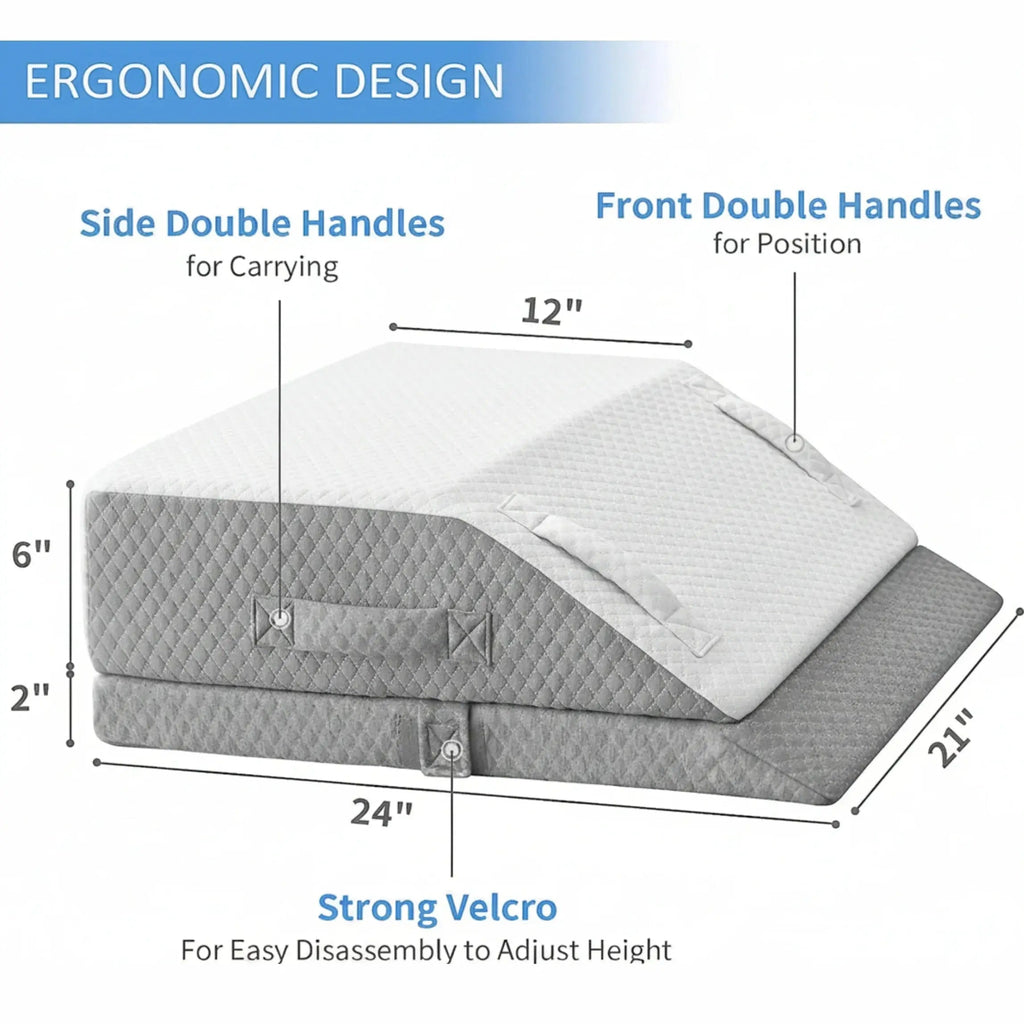 Comfort Elevation Wedge Pillow with Memory Foam Core and Angled Design for Resting, Reading, and Sleep