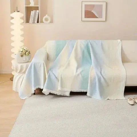 Multi-purpose Elastic Sofa Cover Sheet with Rainbow Waffle Texture for Dustproof Furniture Protection