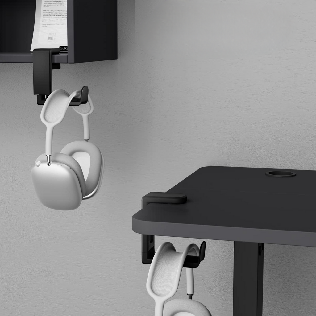 Rotatable Extendable Under Desk Clamp Headphone Stand with Support for Gaming or Office Headsets