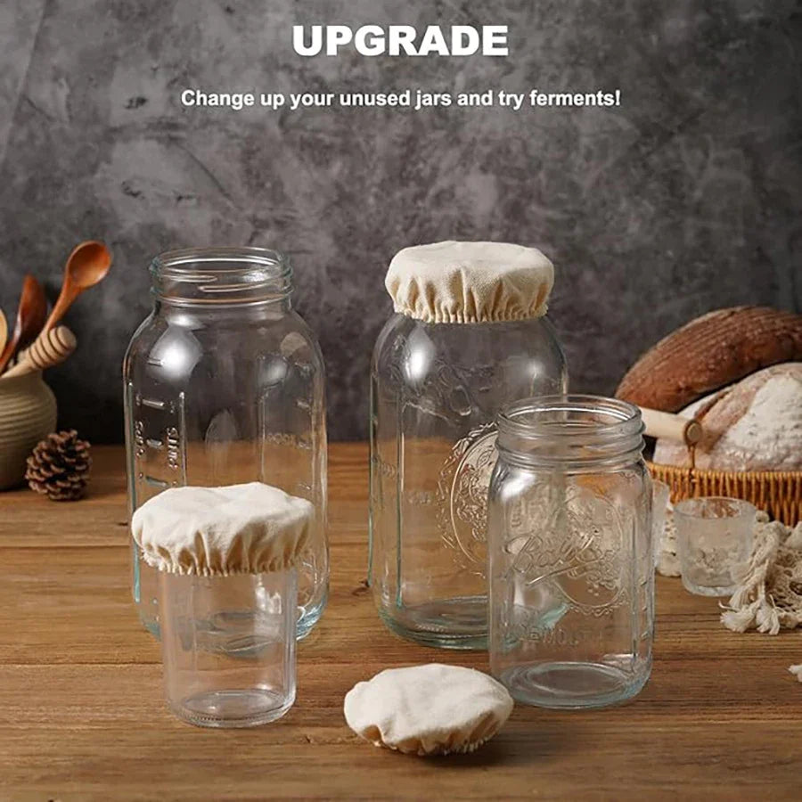 Elastic Cloth Jar Covers Reusable Fabric Bowl Covers for Sourdough Proofing and Kitchen Storage