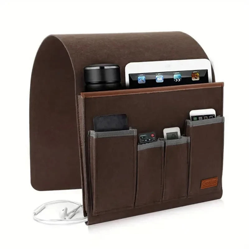 Felt Couch Armrest Organizer for Magazines, Tablets, Cell Phones, and Remote Controls, Hanging Storage Bag for Living Room