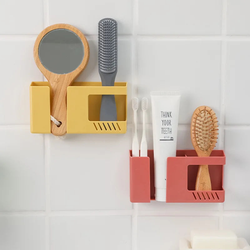 Wall-Mounted Shelf with Adhesive Backing and Charging Port for Bedside Bathroom Kitchen and Office Storage