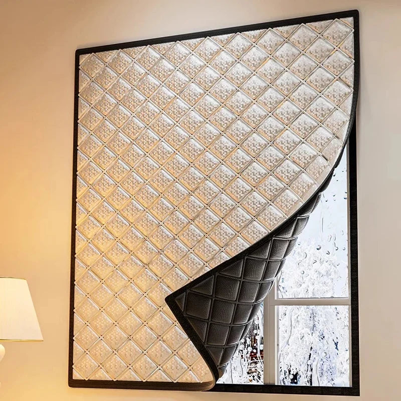 Thermal Window Cover with Removable Hook and Loop Design for Seasonal Insulation