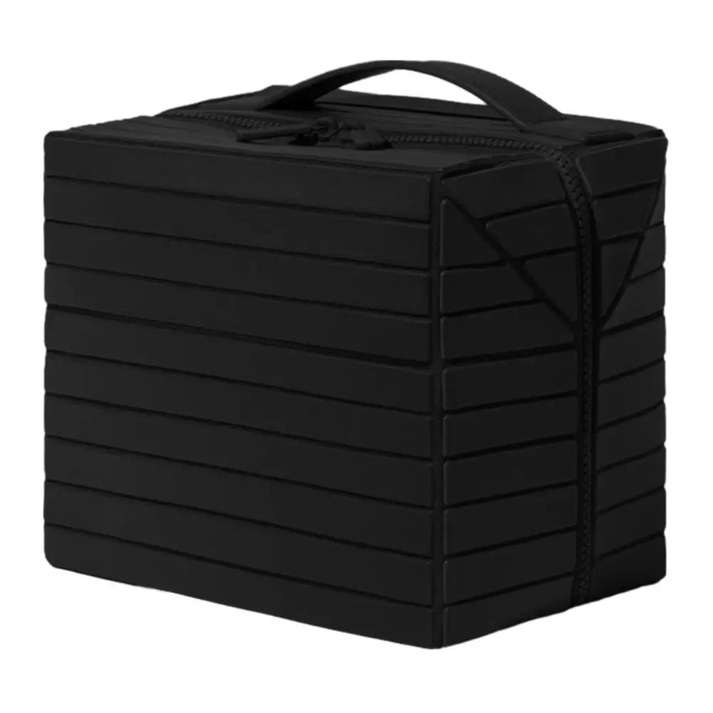 Fold Down Travel Makeup Bag with Waterproof Hanging Design and No Spill Cosmetic Storage Compartments