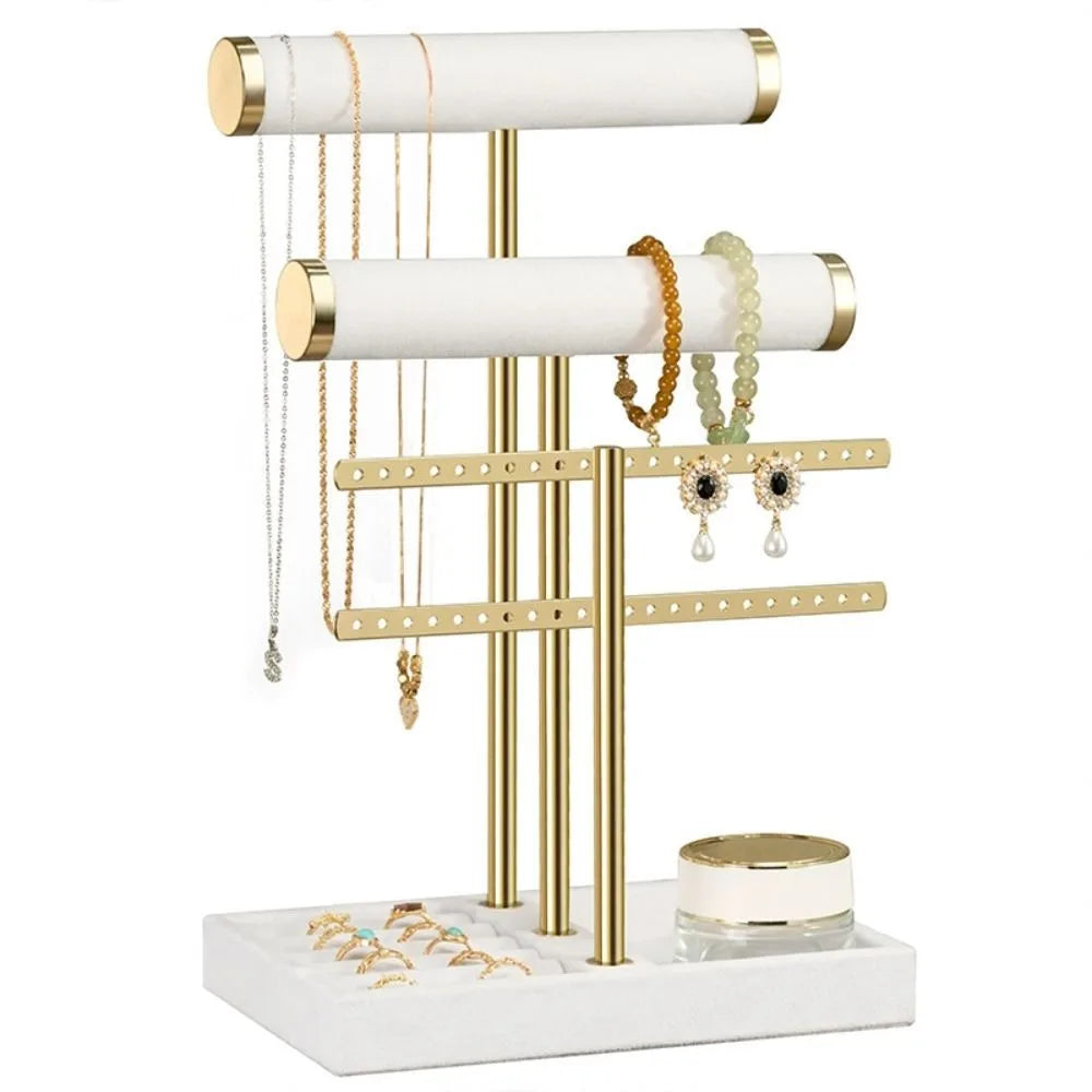3 Tier Bracelet Holder Stand with Velvet T Bar Design for Jewelry Organization and Display