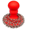 Cast Iron Cleaner Scrubber with Chain Mail Sponge, Silicone Handle, and Pan Scraper for Skillet Grill and Dutch Oven