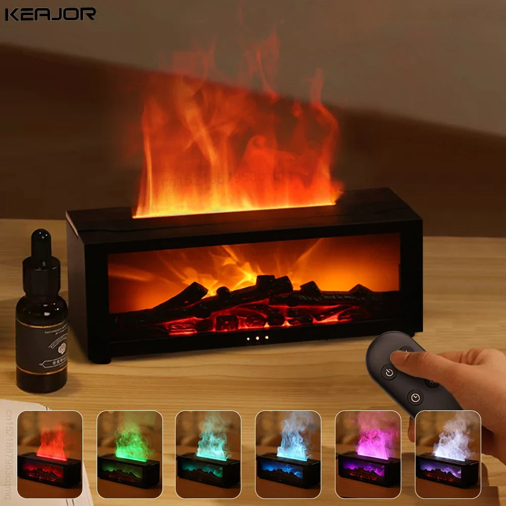 Flame Aroma Diffuser with RGB Lighting and Remote Control for Home Aromatherapy and Humidifying