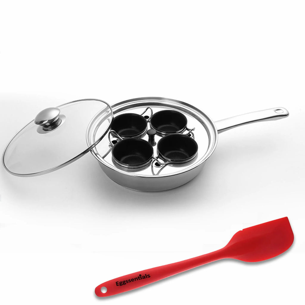 Stainless Steel Egg Poacher Pan with Nonstick Silicone Cups for Breakfast and Steamed Egg Cooking
