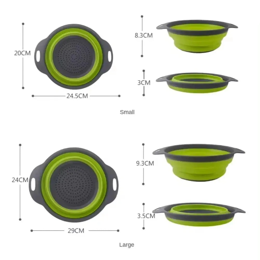 Silicone Folding Drain Basket Collapsible Strainer for Fruit Vegetable Washing