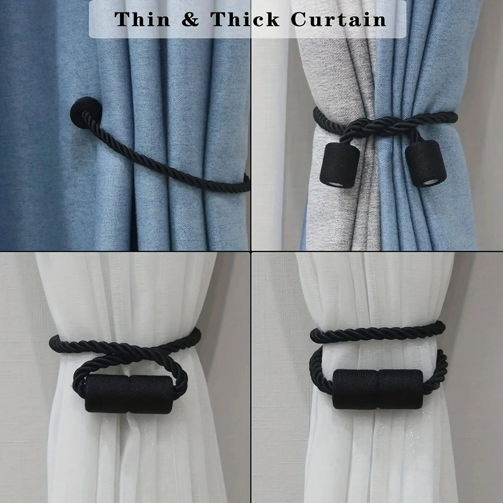 Magnetic Curtain Tiebacks Rope Holdbacks for Window Drapes