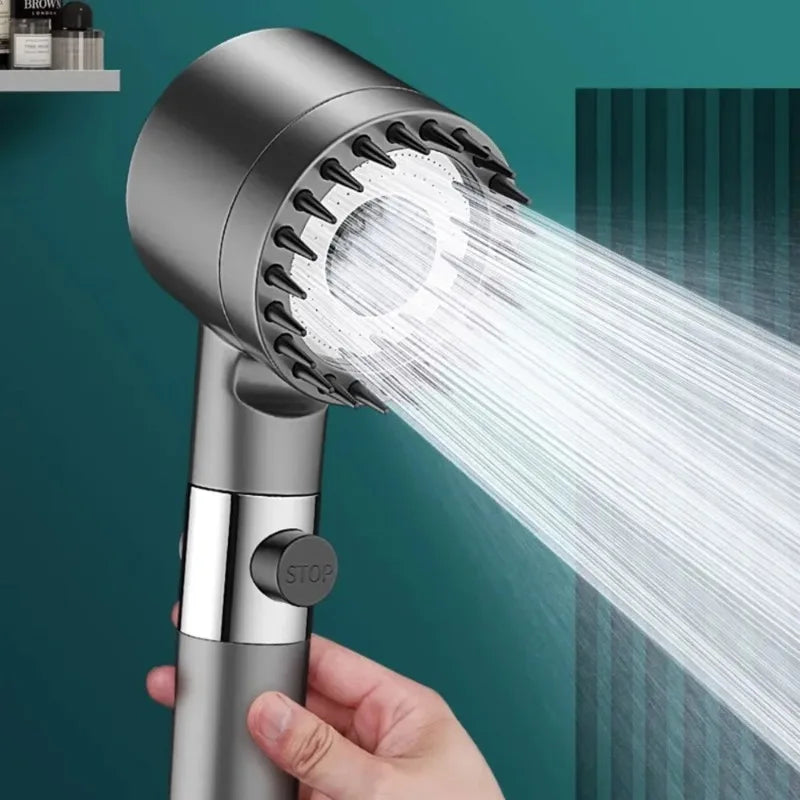 3-Mode Filtered Shower Head with 59-Inch Hose and Brush Accessory for Bathroom Shower Use (Included Single Nozzle with Brush + 1.5-meter Hose +