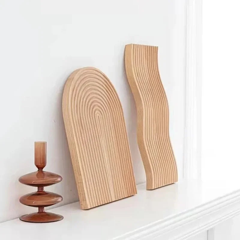 Wave Shaped Wooden Decorative Tray in Beech Wood for Coffee Table Display Serving and Home Decor