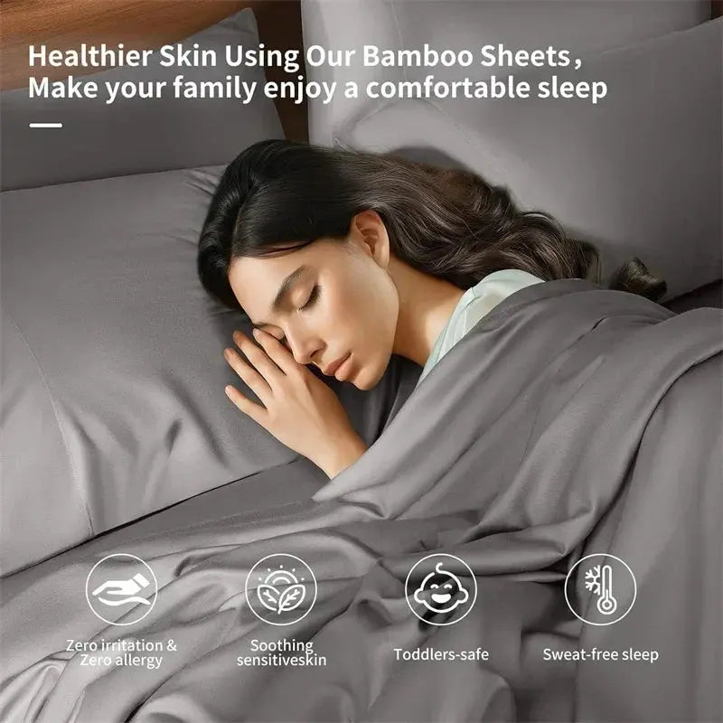Luxury Bamboo Bed Sheets Set with Silky Breathable Design for Relaxed All-Season Comfort