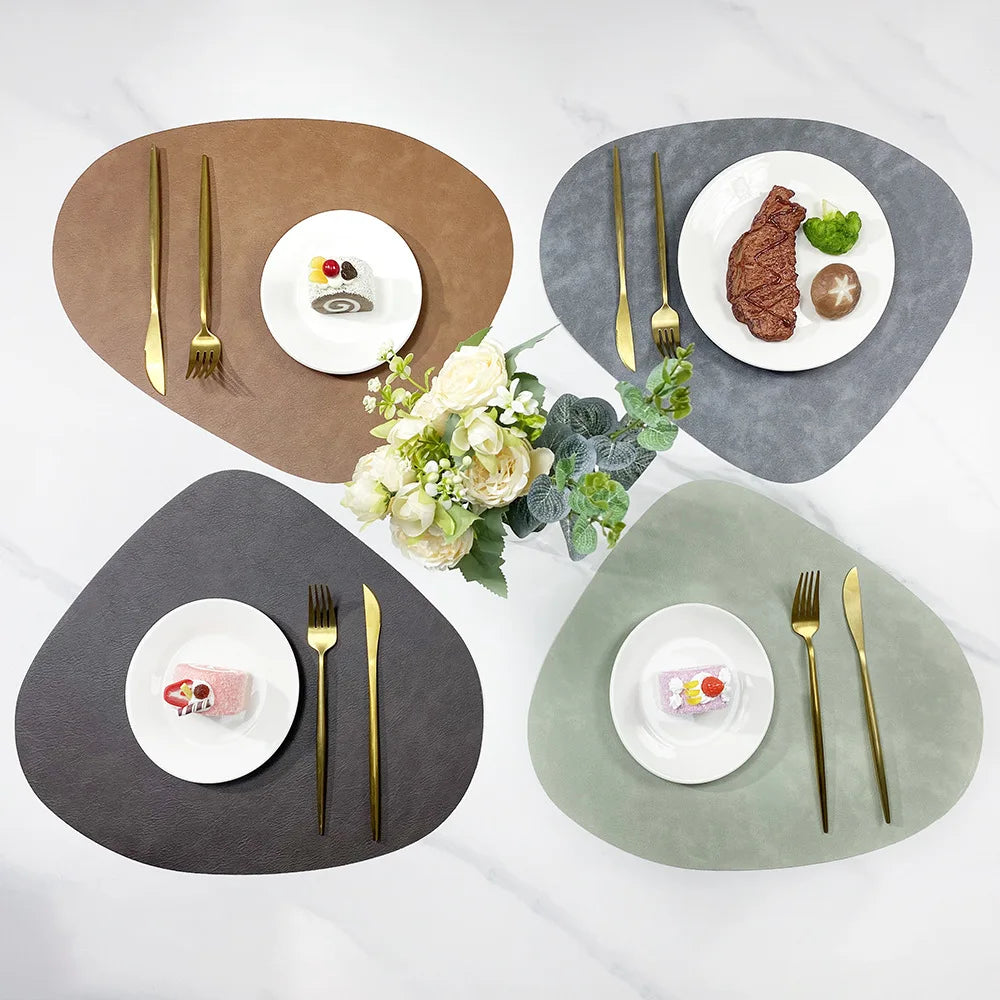 NordicDrop Faux Leather Placemats - Sleek, Easy-Care Dining Mats