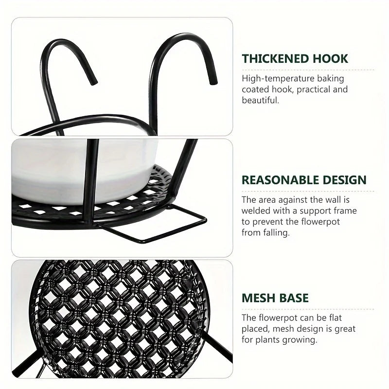 Balcony Plant Basket with Iron Hanging Hook Design for Outdoor Flower and Railing Display