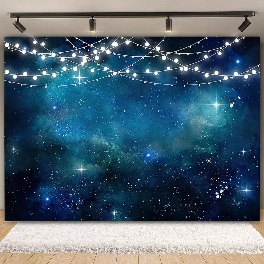Galaxy Starry Sky Backdrop Vinyl Photo Background with Space Planet Design for Events Photography and Room Decor