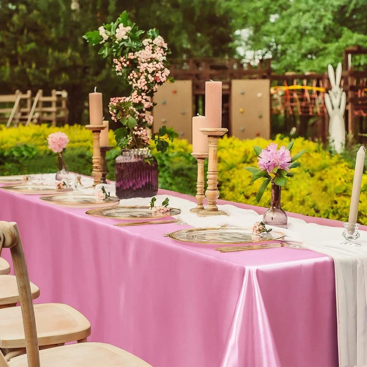 Rectangle Satin Tablecloth Smooth Solid Color Table Cover for Wedding Party Dining Table Decor 57×57" (145×145cm)